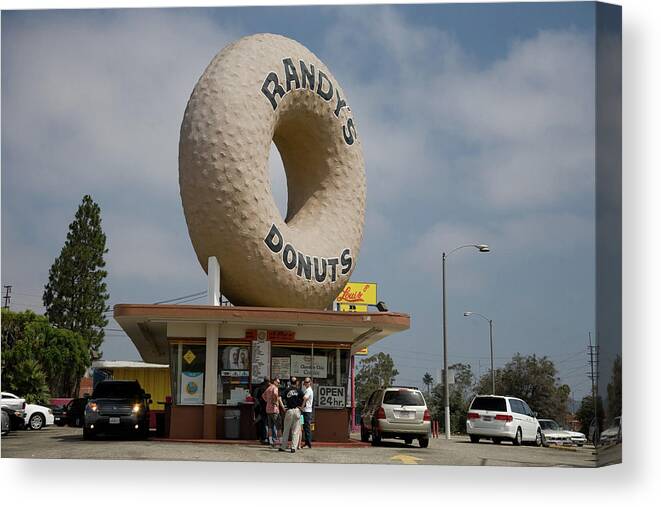 Donuts Canvas Print featuring the photograph Randy's Donuts by Matthew Bamberg