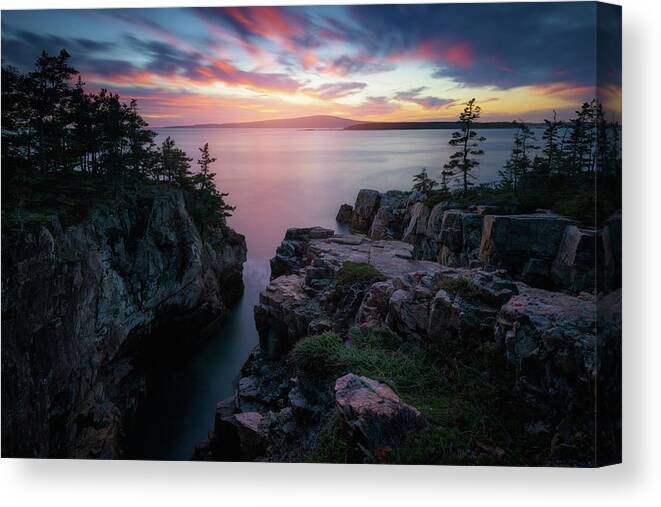 Maine Canvas Print featuring the photograph Raven's Nest at Sunset by Kristen Wilkinson
