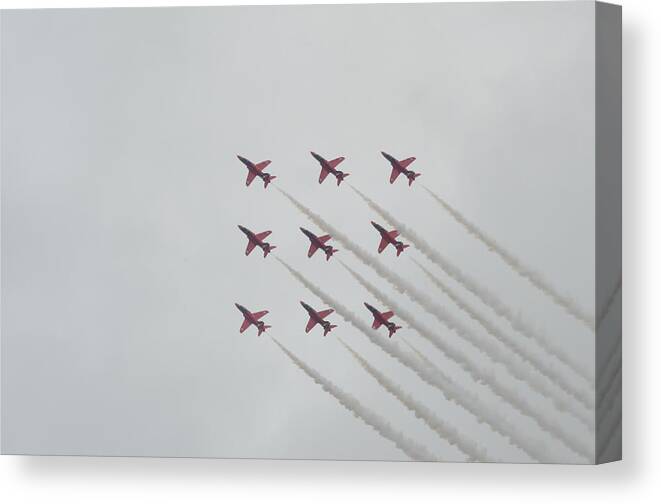 21st Century Canvas Print featuring the photograph Red Arrows Diamond 9 by Gordon James