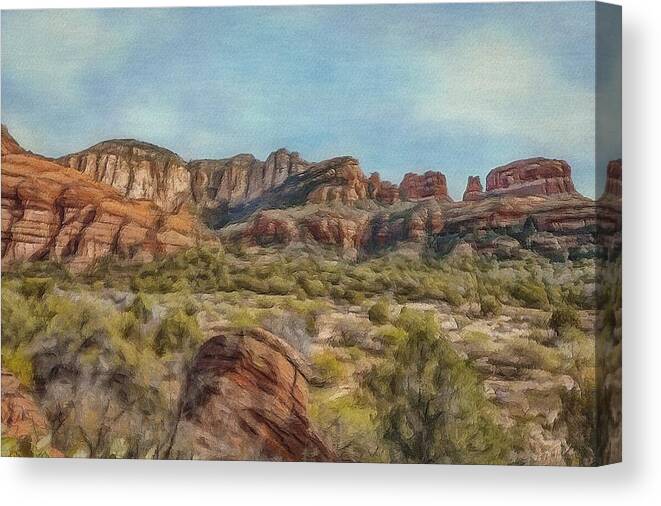 Usa Canvas Print featuring the painting Red Canyon, Sedona AZ by Jeffrey Kolker