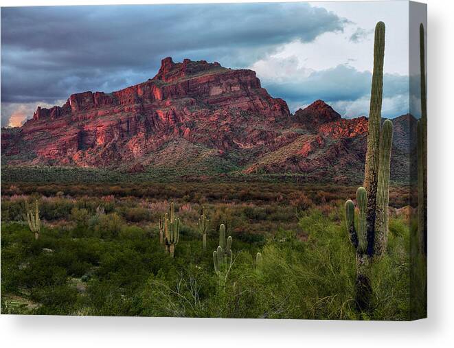 Red Mountain Arizona Canvas Print featuring the photograph Red Mountain Sunset by Dave Dilli