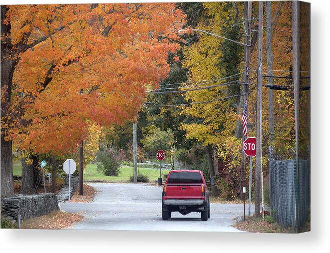 Town Canvas Print featuring the photograph Red truck. by Grant Faint