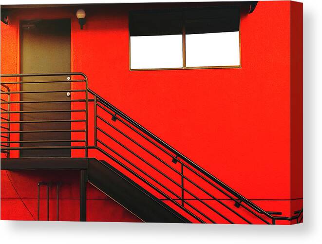 Bright Red Canvas Print featuring the photograph Red Wall by James Bethanis