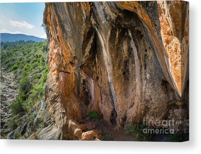 Mountains Canvas Print featuring the photograph Red-brown rock formation 4. Abstract mountain beauty by Adriana Mueller