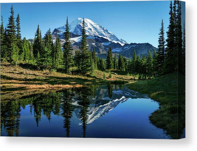 Mount Rainier Canvas Print featuring the photograph Reflection Pond, Mount Rainier by Larey McDaniel