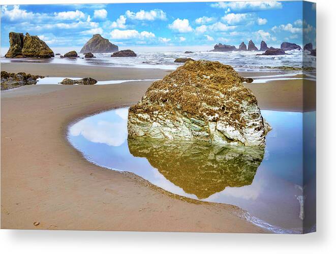Water Canvas Print featuring the photograph Reflection Rock by Jerry Cahill