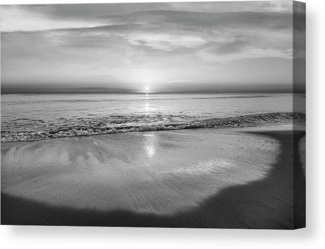 Clouds Canvas Print featuring the photograph Reflections of Waves in Silver and Black and White by Debra and Dave Vanderlaan