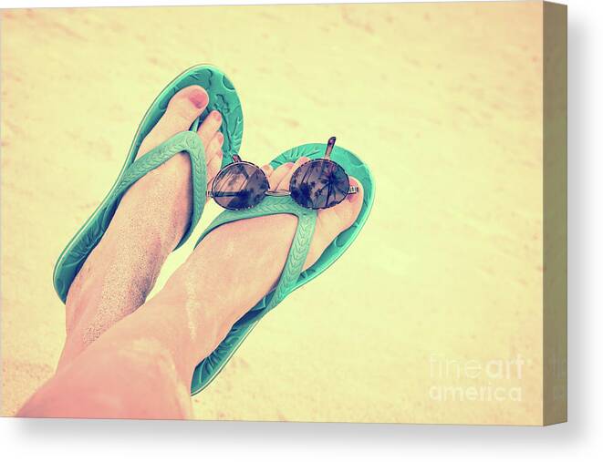 Beach Canvas Print featuring the photograph Relaxing on the beach by Delphimages Photo Creations