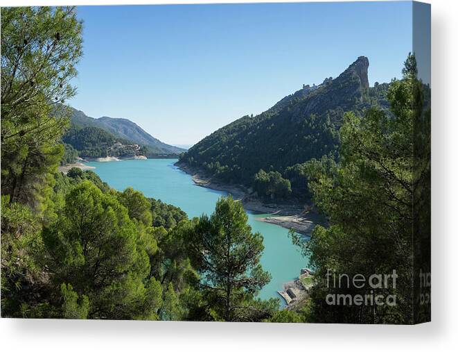 Lake Canvas Print featuring the photograph Reservoir and castle of Guadalest by Adriana Mueller