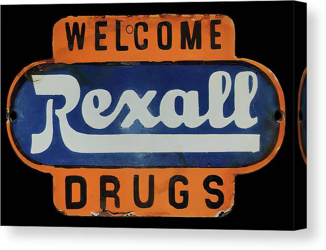 Rexall Canvas Print featuring the photograph Rexall Drug Store Vintage Signs by Flees Photos