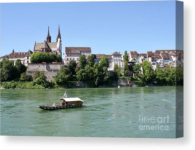 Ferry Canvas Print featuring the photograph Rhine Ferry by Flavia Westerwelle