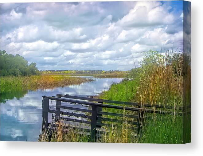 Rice Field Canvas Print featuring the photograph Rice Field Estuary by Jerry Griffin