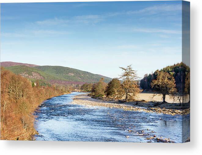 Scottish River Canvas Print featuring the photograph River Dee At Ballater Scotland by Tanya C Smith