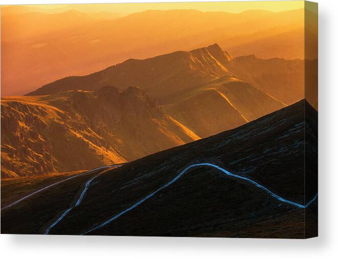 Balkan Mountains Canvas Print featuring the photograph Road To Middle Earth by Evgeni Dinev