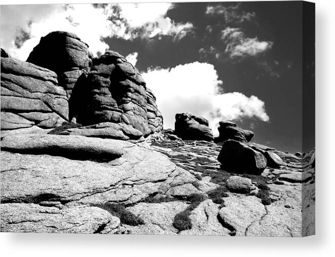 Black And White Canvas Print featuring the photograph Rocks in black and White by Ron Roberts