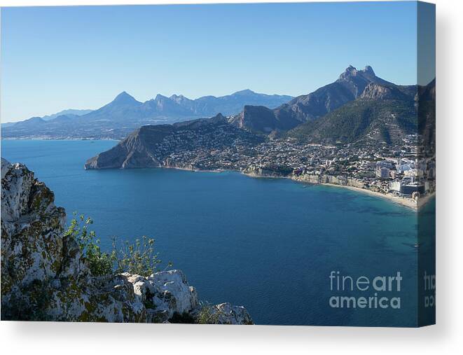 Mediterranean Sea Canvas Print featuring the photograph Rocks on the Mediterranean coast in Calpe by Adriana Mueller