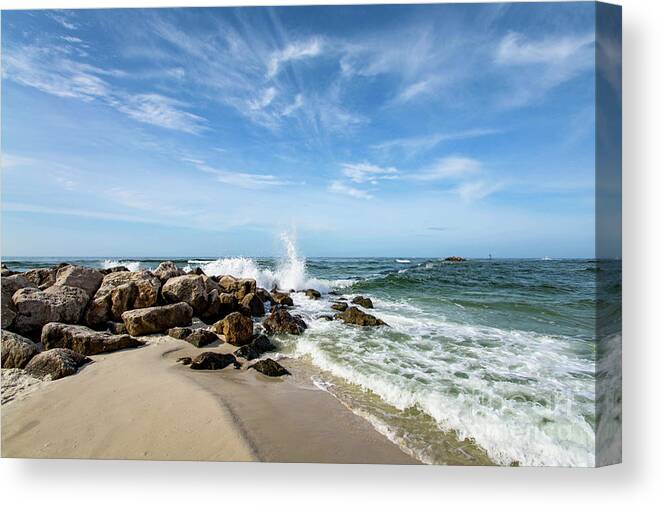 Rock Canvas Print featuring the photograph Rocky Beach on the Gulf Coast by Beachtown Views