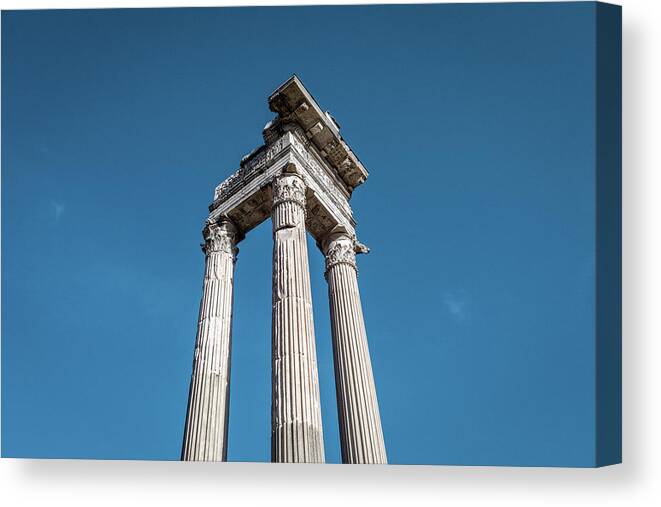 Apollo Sosianus Canvas Print featuring the photograph Rome and The Temple of Apollo Sosianus by Benoit Bruchez
