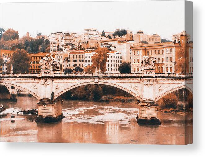 Rome Canvas Print featuring the painting Rome Cityscape - 10 by AM FineArtPrints
