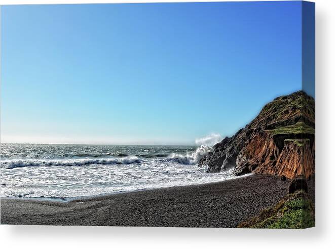 Pacific Ocean Canvas Print featuring the photograph Rough Surf at the Beach by Maggy Marsh