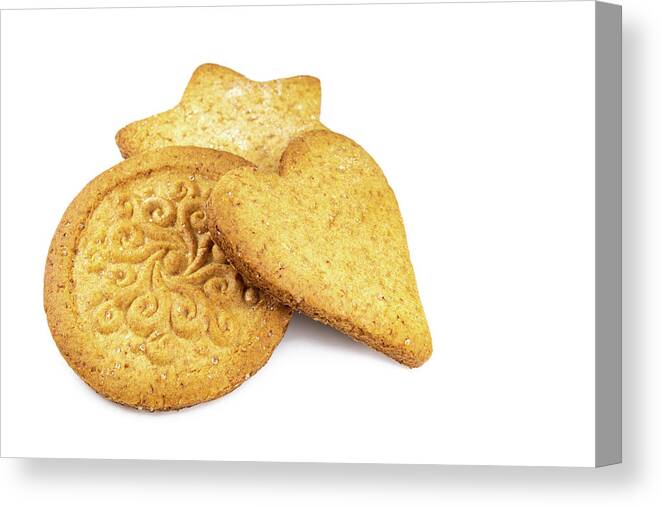 Gingerbread Canvas Print featuring the photograph Round, heart and star shaped gingerbread by Viktor Wallon-Hars