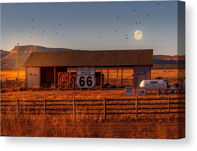 Route 66 Canvas Print featuring the photograph Route 66 Hay Barn by Frank Lee