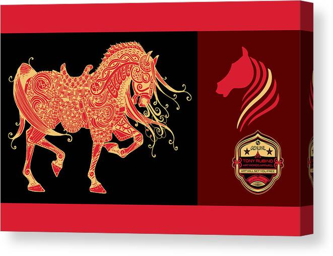 T Shirt Canvas Print featuring the painting Rubino Brand Tees Tee T-Shirt T Shirt Horse Animals - Coloring Pages For Adults Justcolor f by Tony Rubino