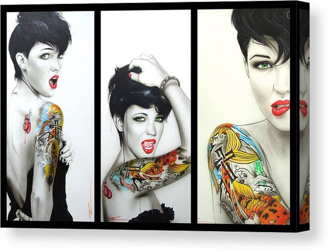 Ruby Rose Canvas Print featuring the painting Ruby Mosaic by Christian Chapman Art