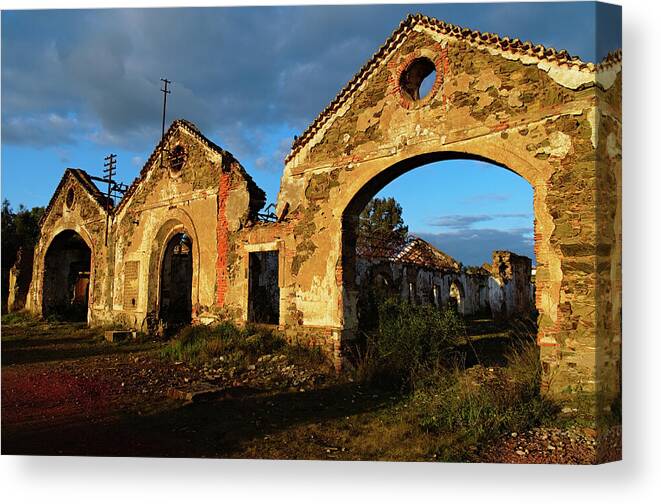 Mertola Canvas Print featuring the photograph Ruins of the abandoned mine of Sao Domingos. Portugal by Angelo DeVal