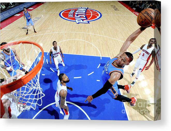 Russell Westbrook Canvas Print featuring the photograph Russell Westbrook by Chris Schwegler