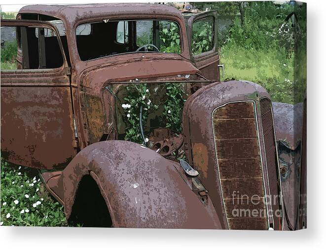 Rusted Canvas Print featuring the photograph Rusted But With Flowers by Neala McCarten
