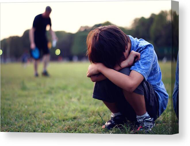 Only Japanese Canvas Print featuring the photograph Sad Japanese Boy at Park by Benjamin Torode
