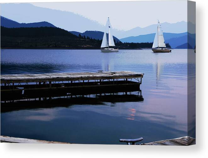 Sailboats Canvas Print featuring the photograph Sailboats returning to dock at dusk fine art photography by Mark Stout
