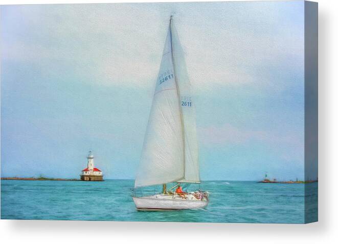 Sailing Canvas Print featuring the photograph Sailing Through Aqua Blue by Kevin Lane