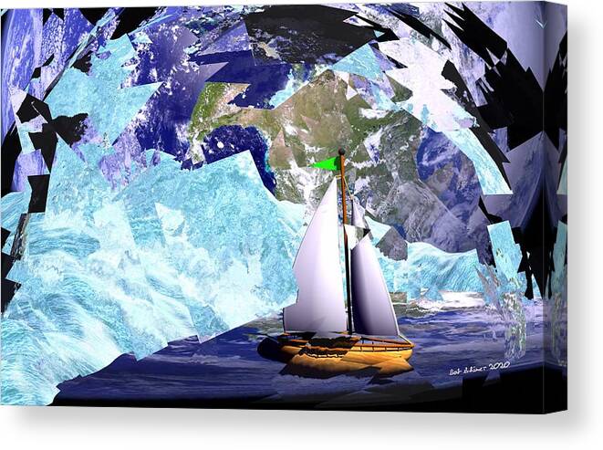 Boat Digital Sail Water Canvas Print featuring the digital art Sailing to eyrie by Bob Shimer