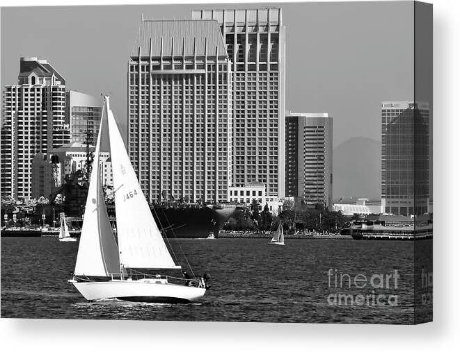 Boats Canvas Print featuring the digital art Sailing to Work by Kirt Tisdale