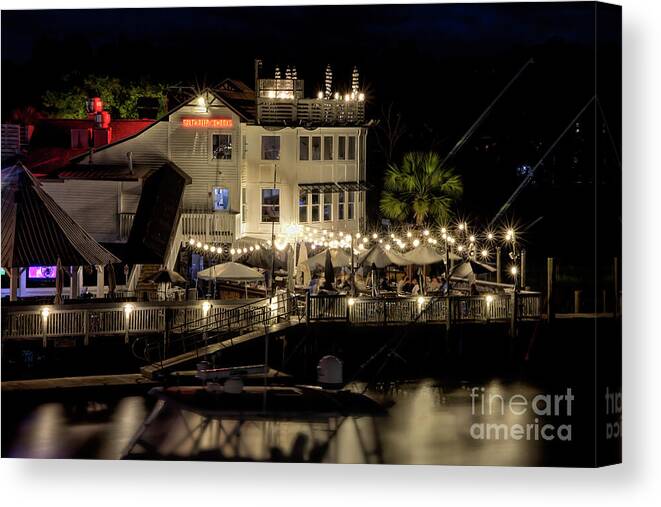 Saltwater Cowboys Canvas Print featuring the photograph Saltwater Cowboys at Shem Creek by Shelia Hunt