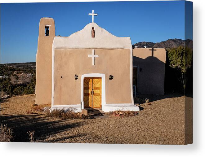 Church Canvas Print featuring the photograph San Francisco de Asis in Golden New Mexico by Mary Lee Dereske