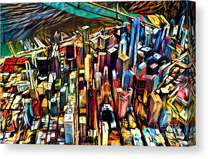 Wingsdomain Canvas Print featuring the mixed media San Francisco Skyline In Brutalist Contemporary Abstract 20220624 by Wingsdomain Art and Photography