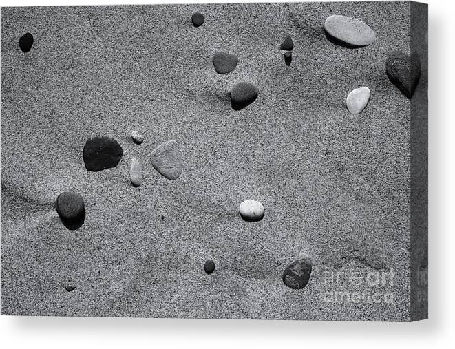 Sand And Stones Random 1 Mono Canvas Print featuring the photograph Sand and Stones Random 1 Mono by Rachel Cohen