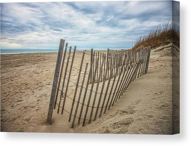 Beach Canvas Print featuring the photograph Sand Fences on the Crystal Coast by Bob Decker