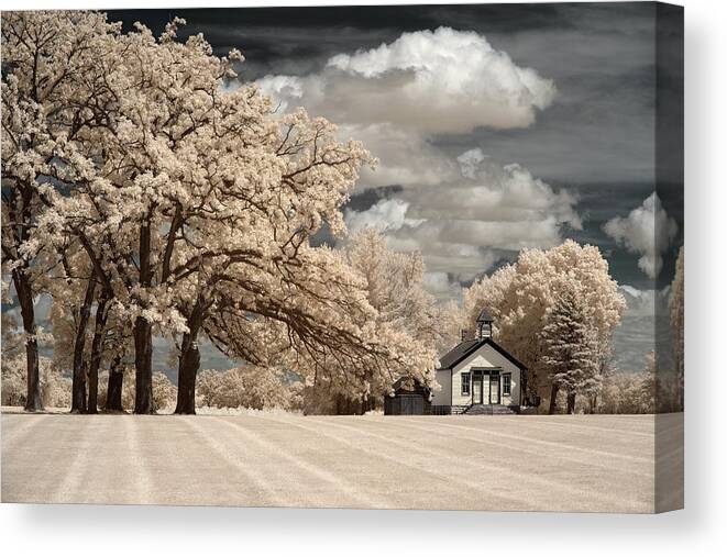 Cooksville Canvas Print featuring the photograph School's Out Forever - One room schoolhouse in Cooksville Wisconsin by Peter Herman