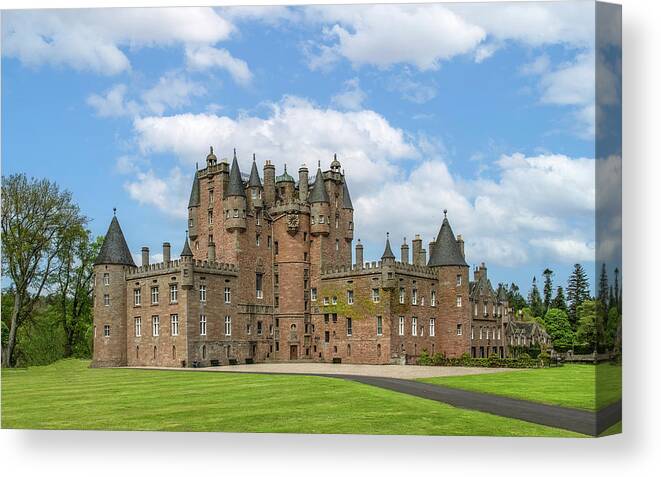  Canvas Print featuring the photograph Scotland's Glamis Castle by Marcy Wielfaert