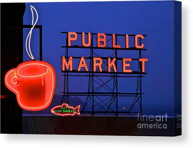 Washington Canvas Print featuring the photograph Seattle the Caffeinated City by Sam Antonio