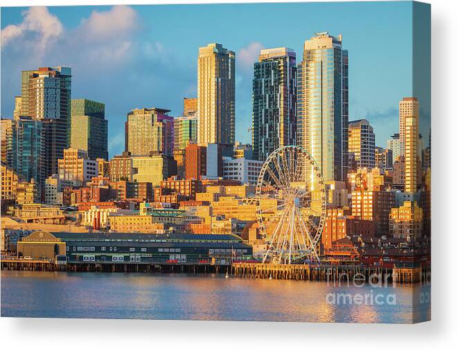 America Canvas Print featuring the photograph Seattle Western Skyline by Inge Johnsson