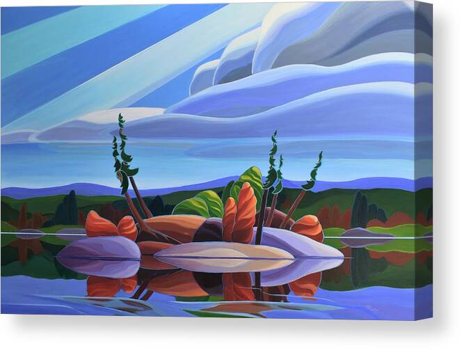 Lake Canvas Print featuring the painting Serenity Island by Barbel Smith