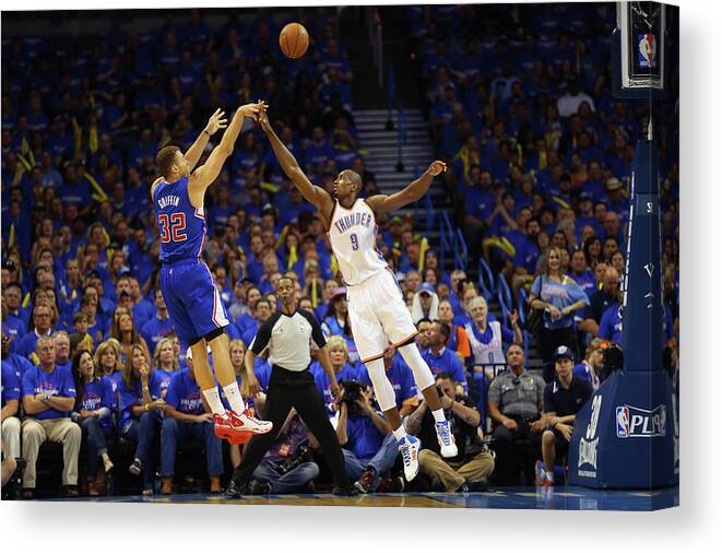 Playoffs Canvas Print featuring the photograph Serge Ibaka and Blake Griffin by Ronald Martinez
