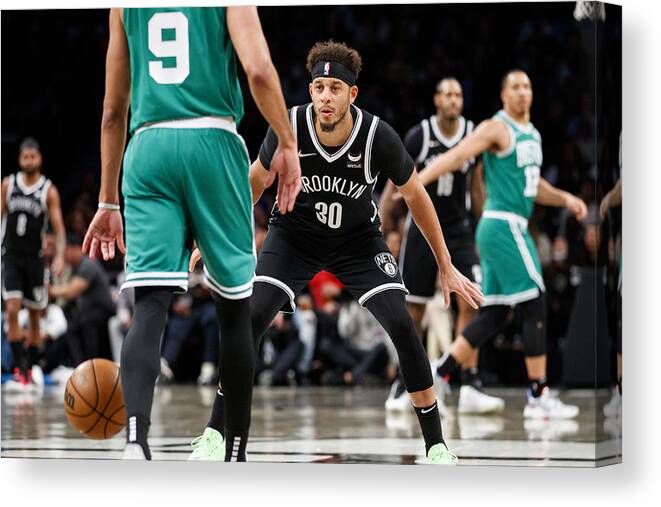 Nba Pro Basketball Canvas Print featuring the photograph Seth Curry and Derrick White by David L. Nemec