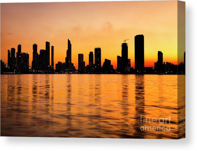 Kremsdorf Canvas Print featuring the photograph Setting The Night On Fire by Evelina Kremsdorf
