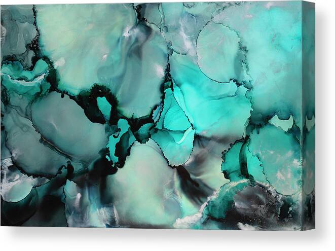 Teal Canvas Print featuring the painting Seychelles by Tamara Nelson
